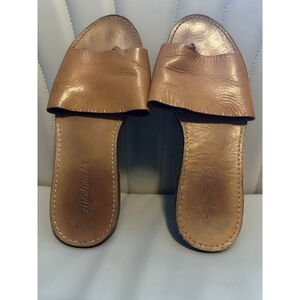 Madewell Boardwalk Post Slide Sandals Tan Leather Toe Post Women’s 9.5